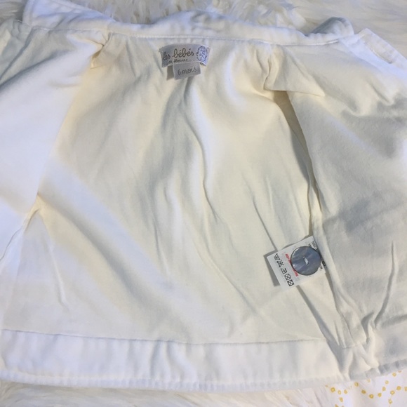 Les Bébés Soft White Velour Button Peacoat 6M - Picture 5 of 5